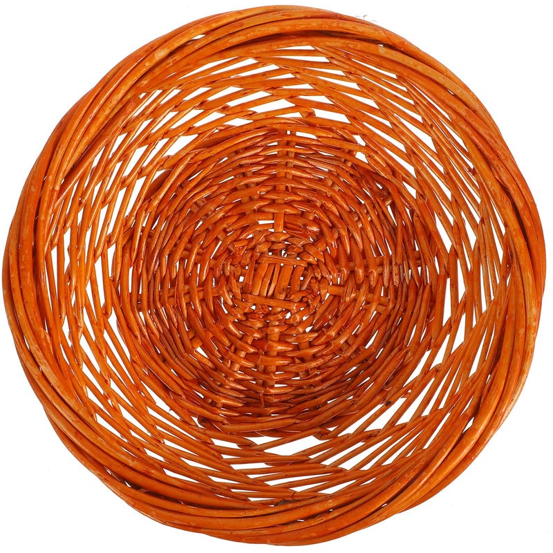 Woven Rattan Basket 23cm Round Thick Rim Storage For Kitchen Counter Organizer - Image 2