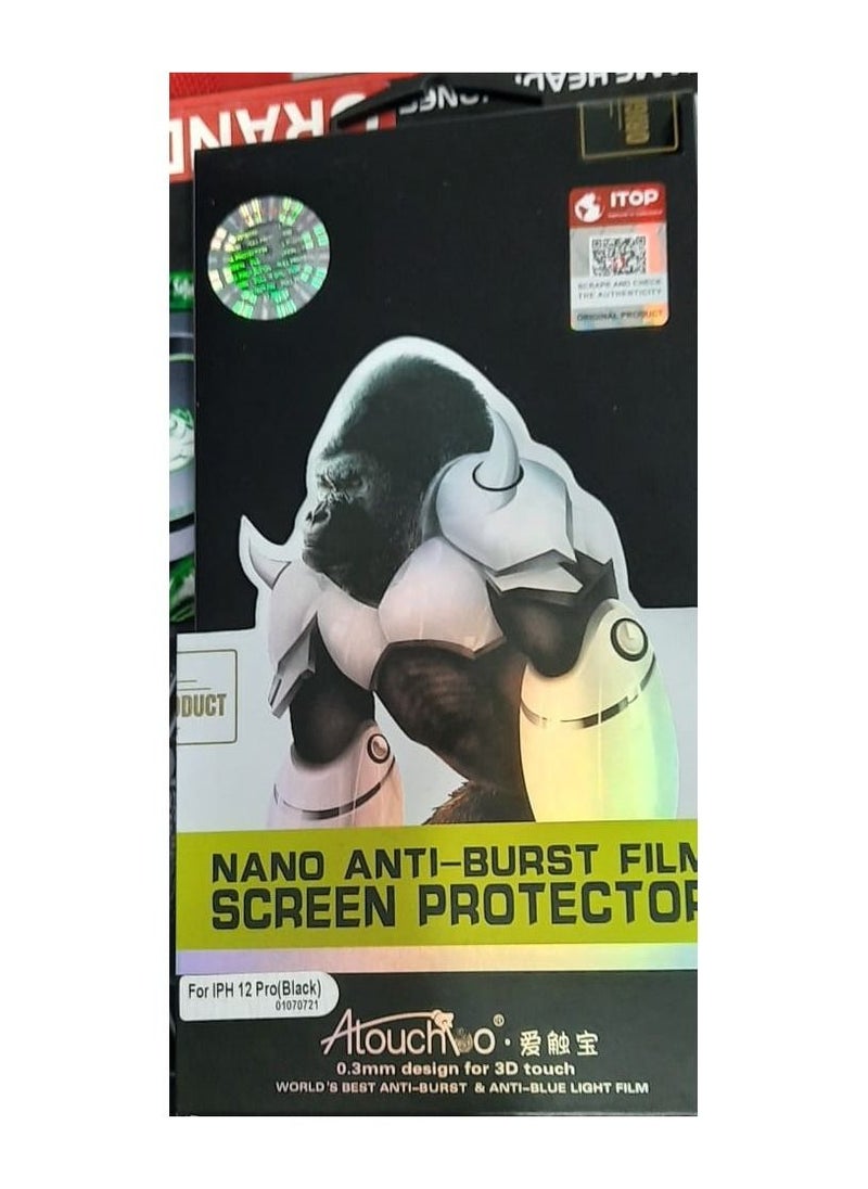 Alouchoo - 3 in 1 Nano anti-burst film screen protector .front , back and camera .For iPhone 12 pro - Image 1