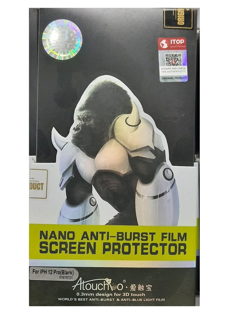 Alouchoo - 3 in 1 Nano anti-burst film screen protector .front , back and camera .For iPhone 12 pro - Image 1