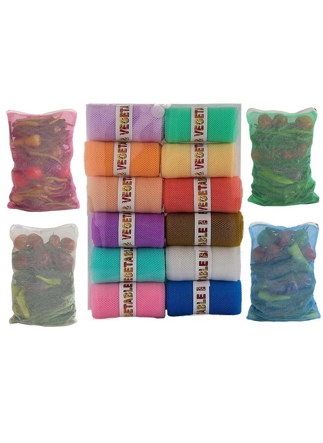 Sio SIO Eco Friendly Produce Fridge Storage Reusable Mesh & Net Vegetable Storage Bags for Fridge Vegetable Fruit Bag for Grocery Shopping & Washable Reusable Zip Lock Bags Pack of 24  - Image 1