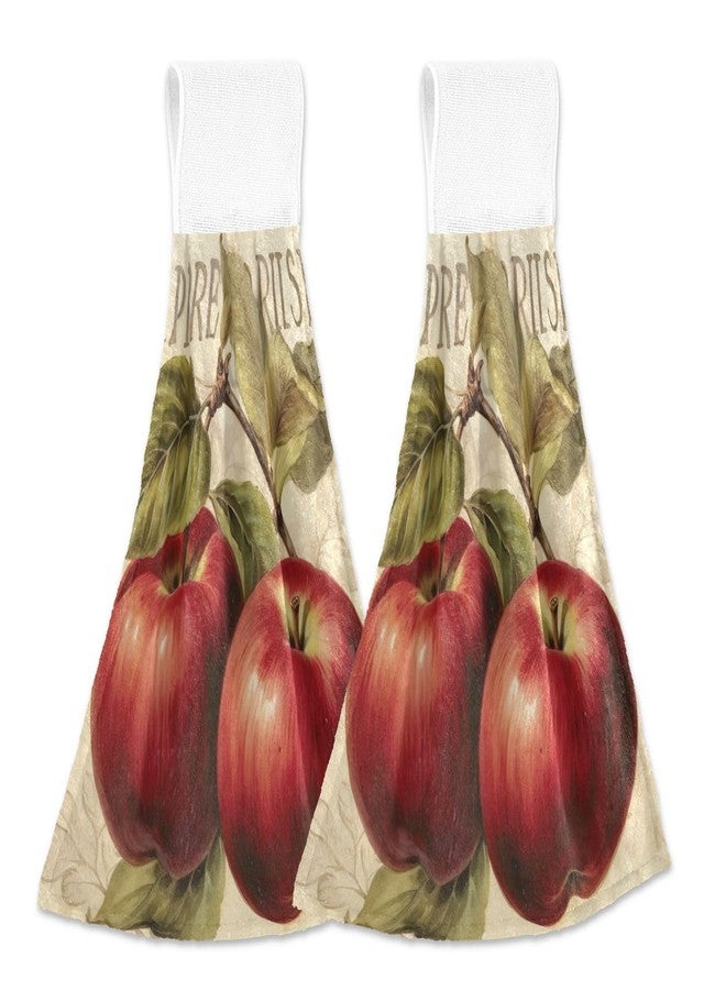 YETTASBIN Apples Hanging Tie Towels Set of 2, Soft Absorbent Kitchen Hand Towels with Hanging Loops for Kitchen Bathroom Farmhouse Home Decor, 18.2 x 14 Inch - Image 1