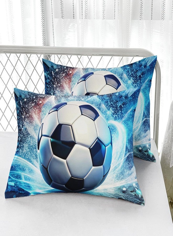 AILONEN Boys Soccer Bedding Set Twin Size,Sports Football Kids Soft Fitted Sheet with 2 Pillowcases,3 Pieces Blue Ball Print Bed Sheets Set for Room Decor - Image 4