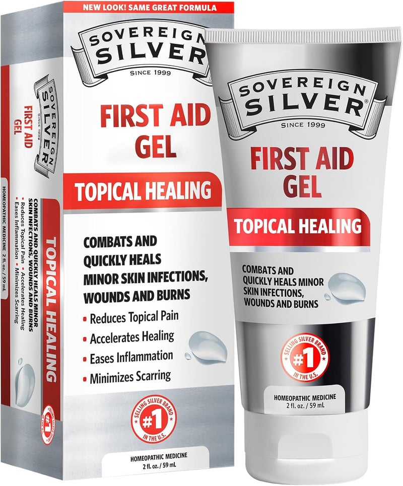 Sovereign Silver First Aid Gel Argentum Metallicum Gel Wound Care Support Topical Skin Care for Minor Skin Irritations with Convenient Pump 2 fl oz 59 mL - Image 1