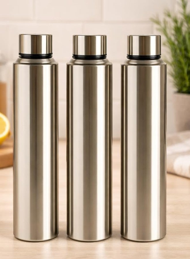 VISAXMI Stainless Steel Fridge Water Bottle 1000 ml | Leak Proof Steel Bottle for Office, Gym, School & Home | BPA Free, Rust Resistant, Durable Steel Bottle (Pack of 3) - Image 1