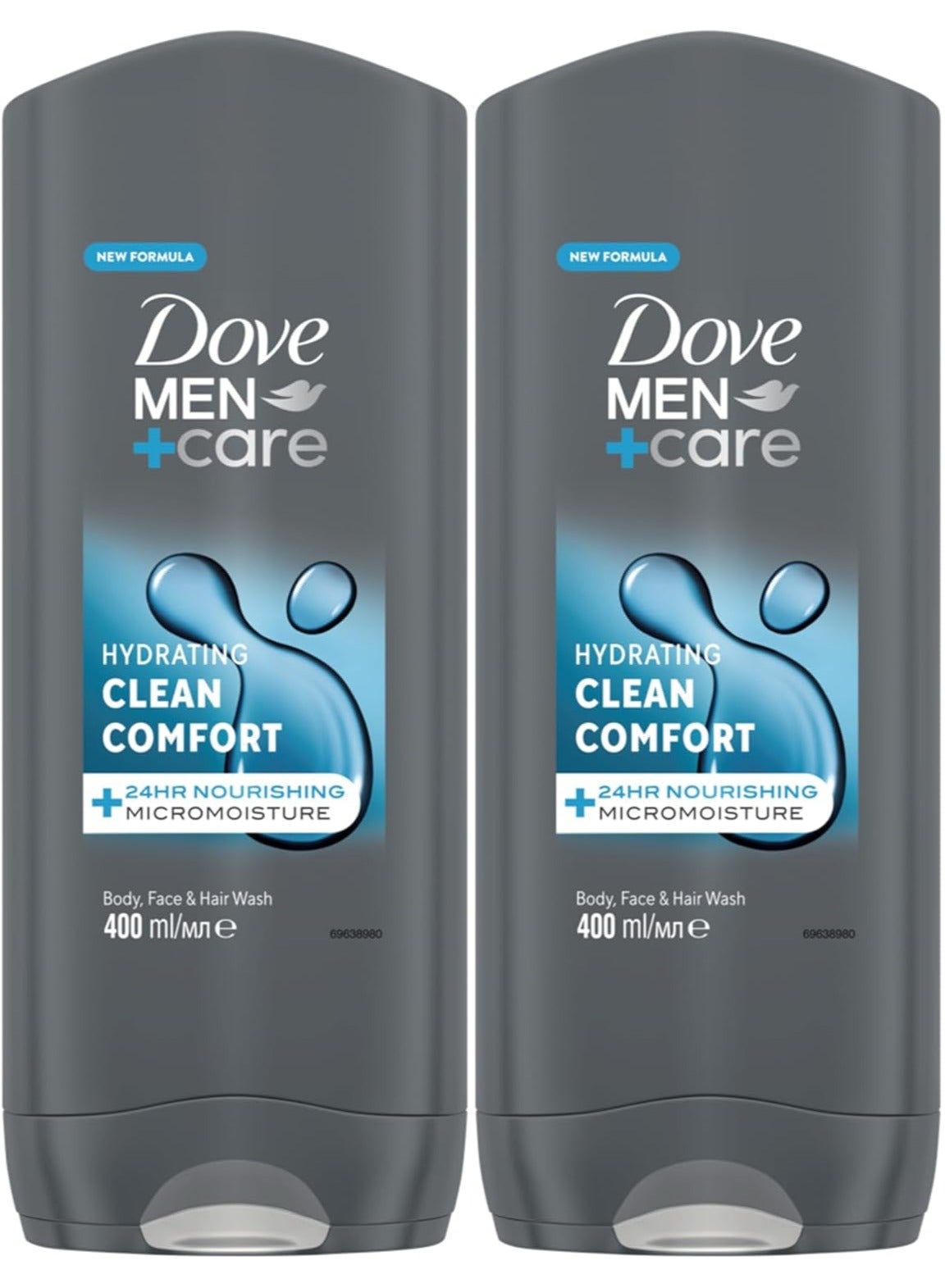 Dove Men Clean Comfort Body & Face Shower Gel 2 x 400ml