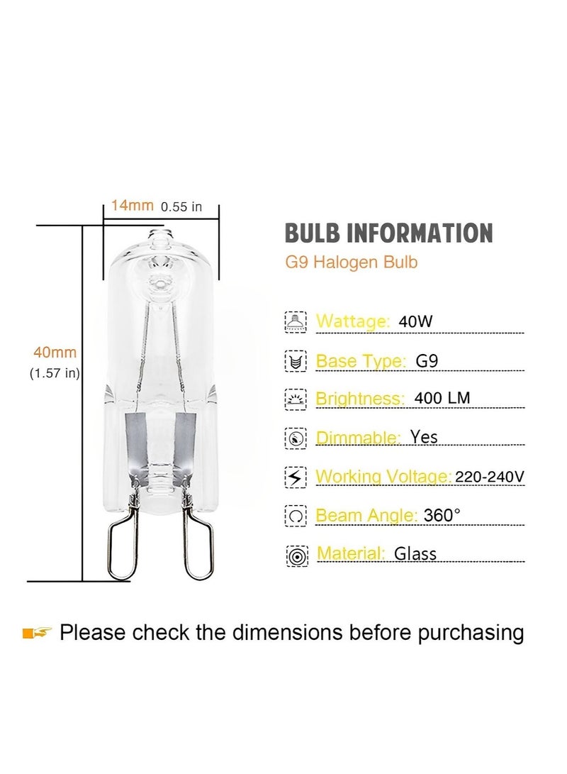 3-Pack G9 40W Capsules Halogen Light Bulbs 230V, Safety Fused Preventing, Warm White 2700K
