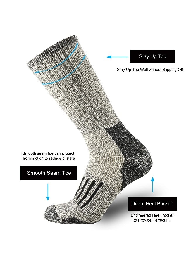 4 Pairs of Merino Wool Socks, Merino Warm Socks for Men and Women, Breathable Warm Wool Cushion Crew Socks, Middle Length Moisture Wicking Wool Socks for Hiking, Running, Skiing - Image 3