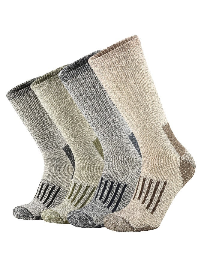 4 Pairs of Merino Wool Socks, Merino Warm Socks for Men and Women, Breathable Warm Wool Cushion Crew Socks, Middle Length Moisture Wicking Wool Socks for Hiking, Running, Skiing - Image 1