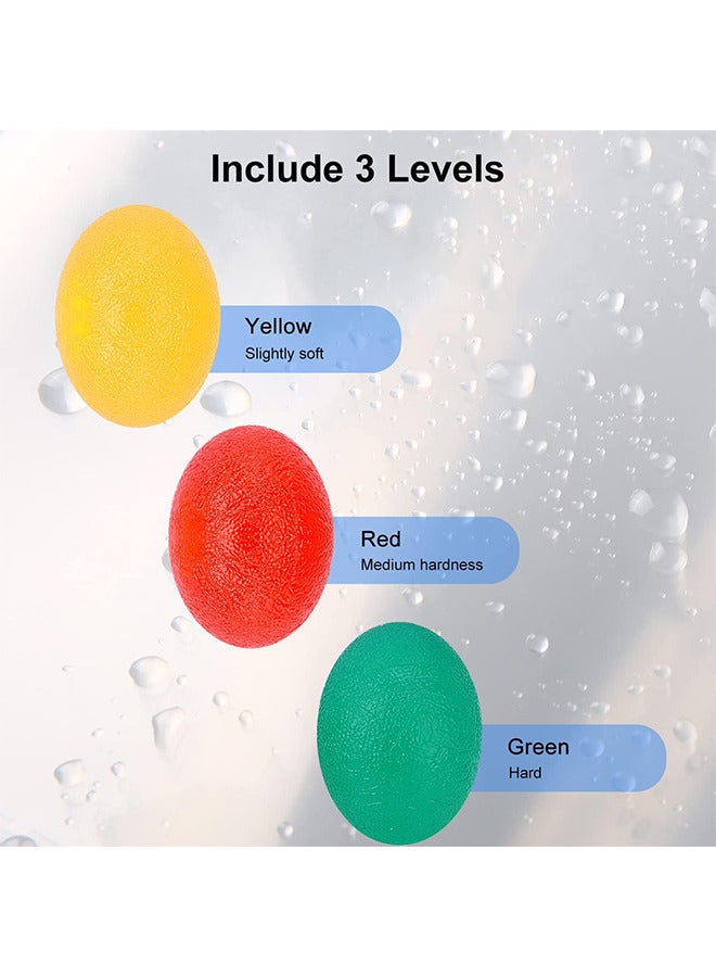 كرة تمرين اليد ، 3 قطع قبضة اليد قوة المدرب ضغط كرات لاستعادة مرونة اليد إعادة التأهيل التدليك الرياضي قبضة قوة الكرة اليد المعصم المدرب مع صلابة مختلفة - Image 2