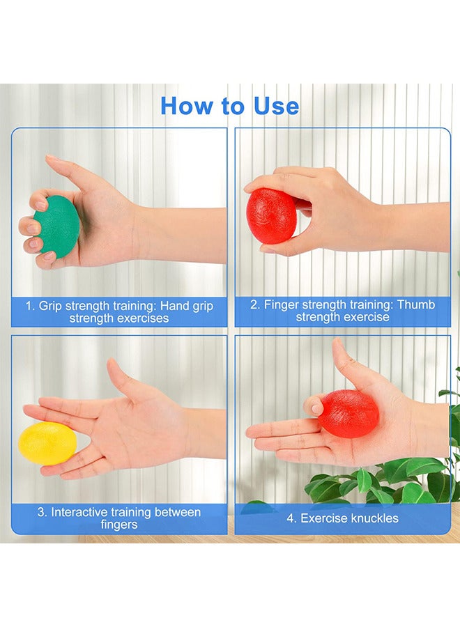 كرة تمرين اليد ، 3 قطع قبضة اليد قوة المدرب ضغط كرات لاستعادة مرونة اليد إعادة التأهيل التدليك الرياضي قبضة قوة الكرة اليد المعصم المدرب مع صلابة مختلفة - Image 4