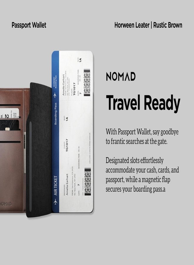 NOMAD Passport Wallet Rustic Brown Horween Leather Travel-Ready Design with Magnetic Closure & Slim Carry for Modern Travelers, Leather Passport Holder for Men, Travel Gifts for Women - Image 4