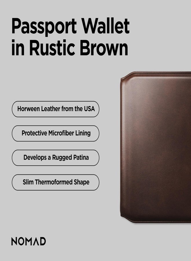 NOMAD Passport Wallet Rustic Brown Horween Leather Travel-Ready Design with Magnetic Closure & Slim Carry for Modern Travelers, Leather Passport Holder for Men, Travel Gifts for Women - Image 2