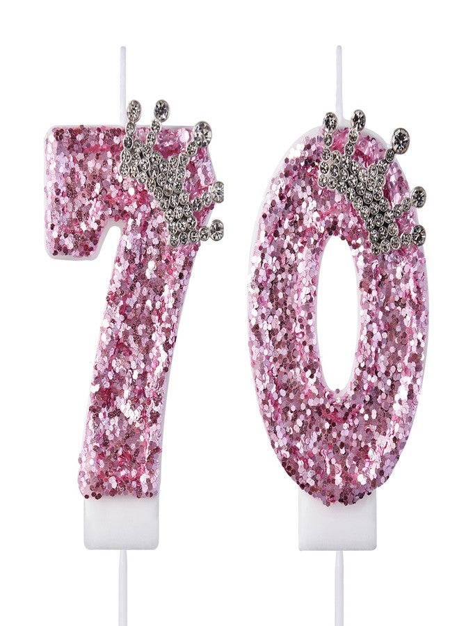 VSHILI 70 Birthday Candles, 70th Cake Candles, Pink Happy Birthday Number 70 Candles Cake Topper Decorations for Party Men Women - Image 1