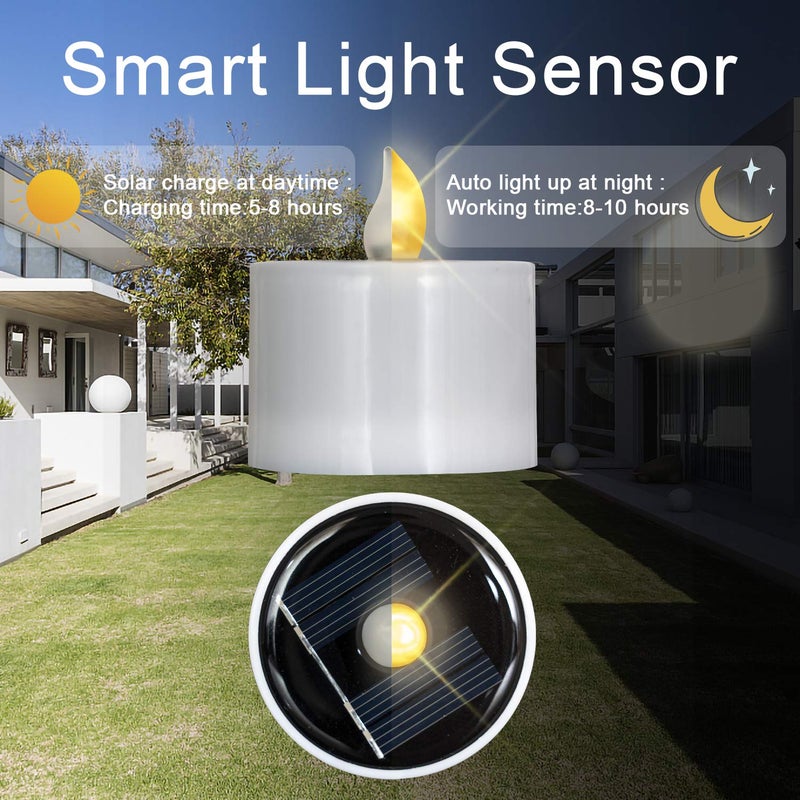 Homemory Solar Candles Outdoor Waterproof, Dusk to Dawn Outdoor Lighting, Reusable LED Tea Light Candles for Lantern Garden Camping and Home Decor, 2.3''x2'', Pack of 6 - Image 2