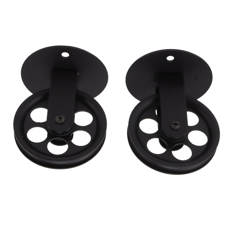 2pcs Industrial Pulley Wheels for Plug in Barn Pendant Light Vintage Wall Ceiling Mount Lifting Towing Pulleys Black - Image 4