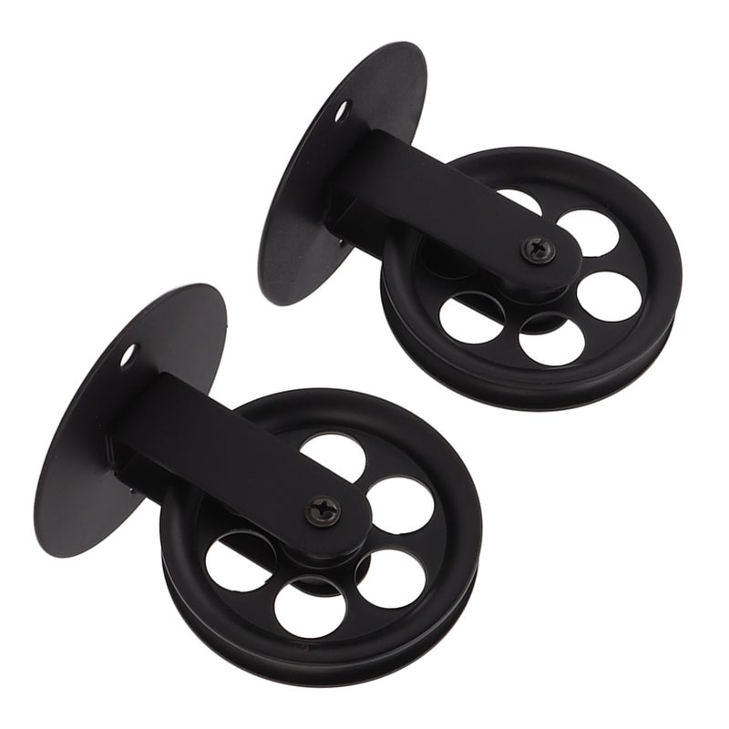 2pcs Industrial Pulley Wheels for Plug in Barn Pendant Light Vintage Wall Ceiling Mount Lifting Towing Pulleys Black - Image 2