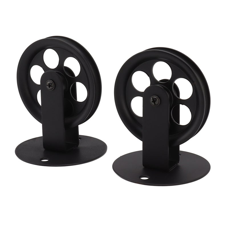 2pcs Industrial Pulley Wheels for Plug in Barn Pendant Light Vintage Wall Ceiling Mount Lifting Towing Pulleys Black - Image 3