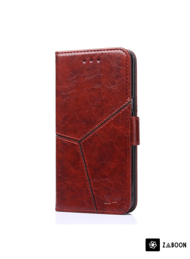 Zaboon Protective Case For Xiaomi Civi 2 5G Geometric Stitching Horizontal Flip Leather - Image 2