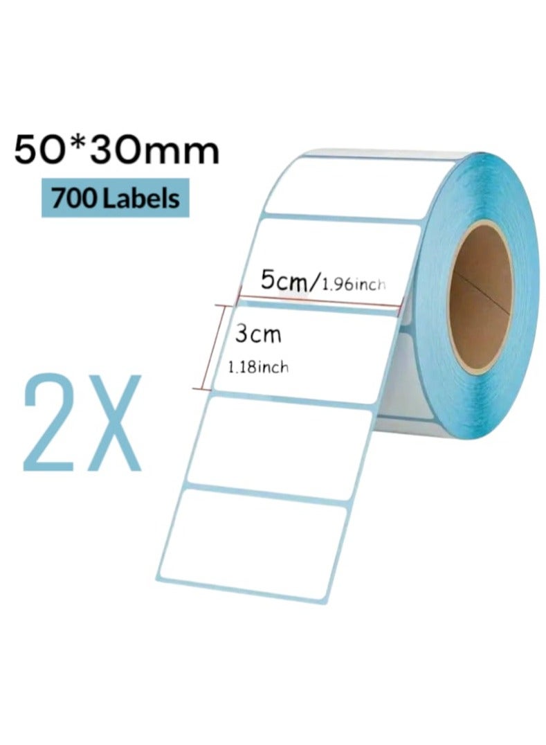 Thermal Labels 2 Roll, size 50*30mm, 700 Labels, Strong, Waterproof and Scratch-resistant - Image 1