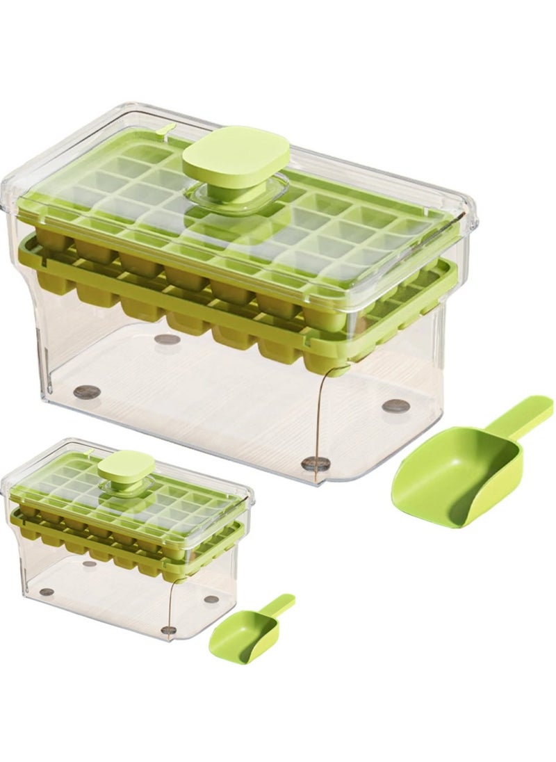 Generic 2Pcs Press Type Ice Cube Mould with Shovel Press Ice Making Artifact 68 Compartments Household Ice Storage Box Kitchen Accessories  - Image 1