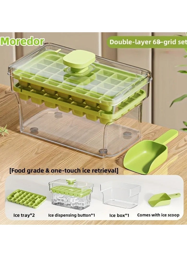 Generic 2Pcs Press Type Ice Cube Mould with Shovel Press Ice Making Artifact 68 Compartments Household Ice Storage Box Kitchen Accessories  - Image 2