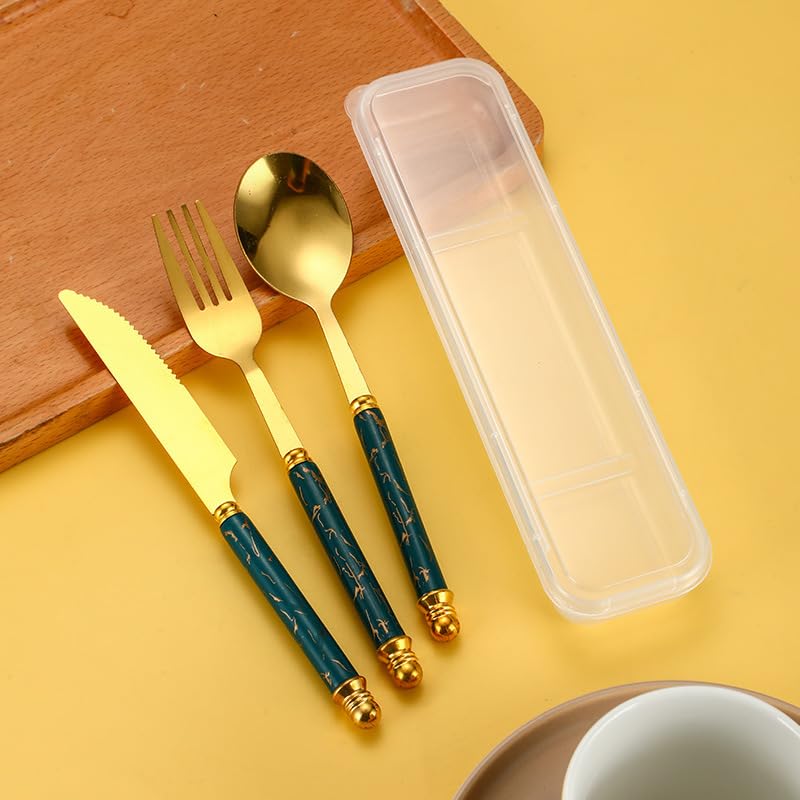 30 Pieces Stainless Steel Flatware Set With Ceramic Handles Green For 10 Persons - Image 4