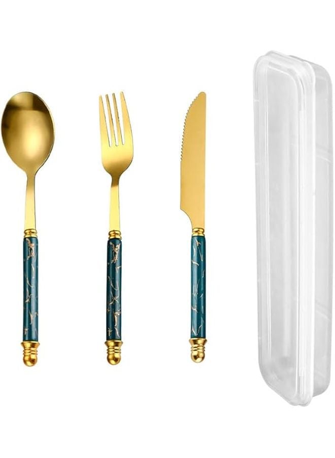 30 Pieces Stainless Steel Flatware Set With Ceramic Handles Green For 10 Persons - Image 1
