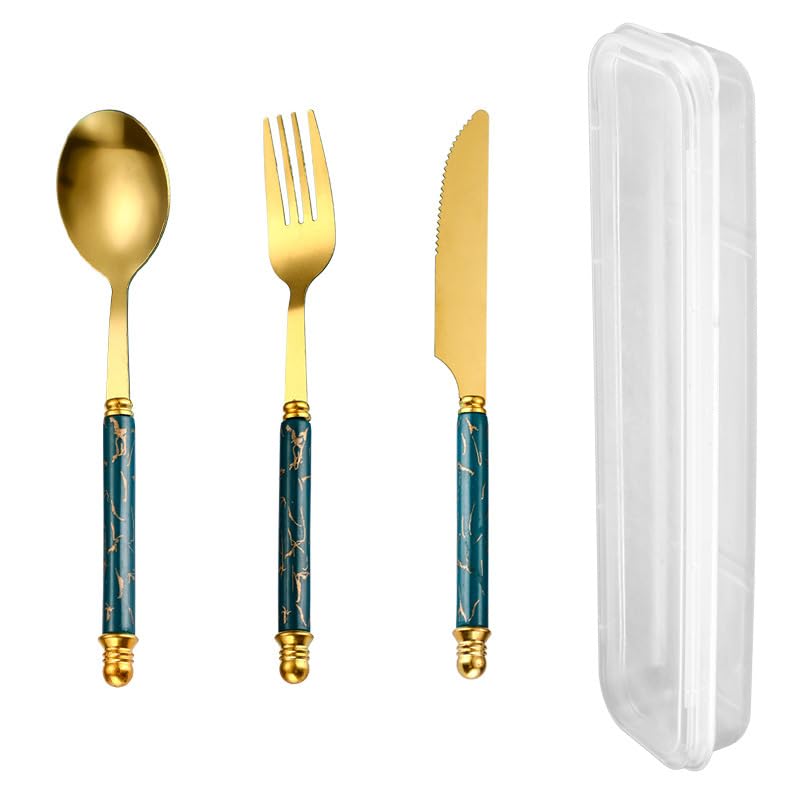 30 Pieces Stainless Steel Flatware Set With Ceramic Handles Green For 10 Persons - Image 2