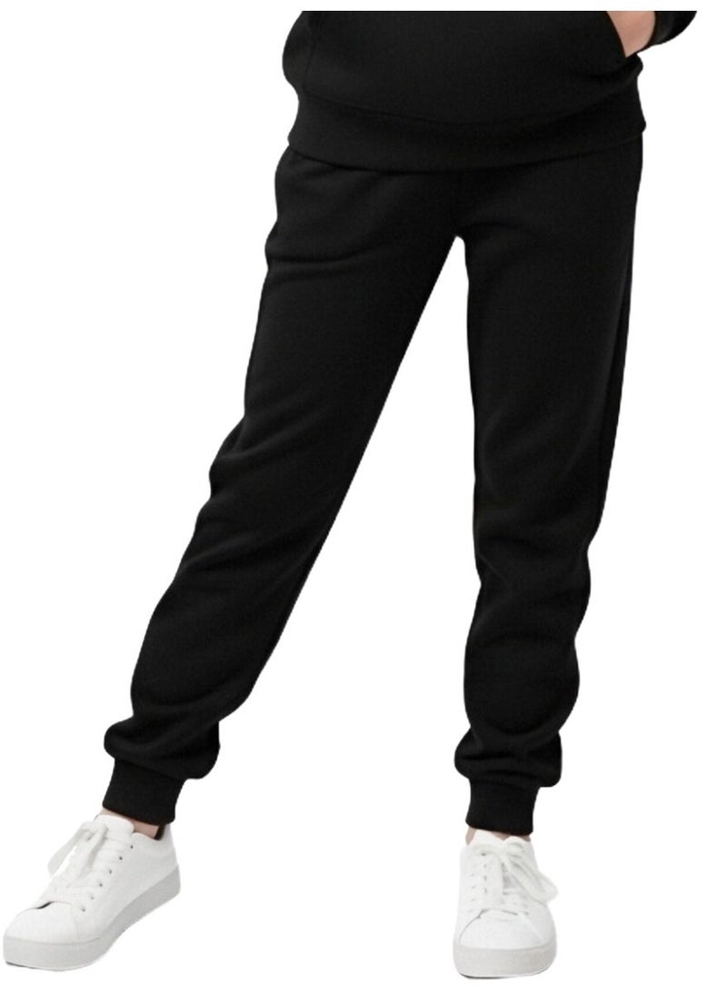 ويني بي سراويل تمارين الأطفال للبنين والبنات - حزام خصر مرن وطوق كاحل، سراويل تمارين رياضية مريحة، ملابس لعب مريحة، مدرسة، ركض، أسود (مقاسات من 2-16 سنة) - Image 1