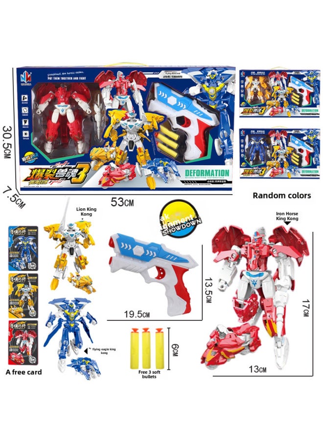 Boy Car Deformation Toy Car Deformation Robot Play House Children's King Kong Toy Training Institution Gift-Color:54115  Boxed  Color Random JB-109 - Image 1