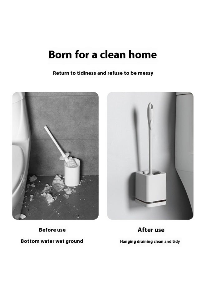 yongsheng Hollow Drainage Toilet Brush and Holder Set ,Toilet Brush and Holder Wall Mounted,Toilet Bowl Brush and Holder Set with Ventilated Holder, Floor Standing & Wall Mounted Toilet Scrubber Without Drilling (Grey)  - Image 4