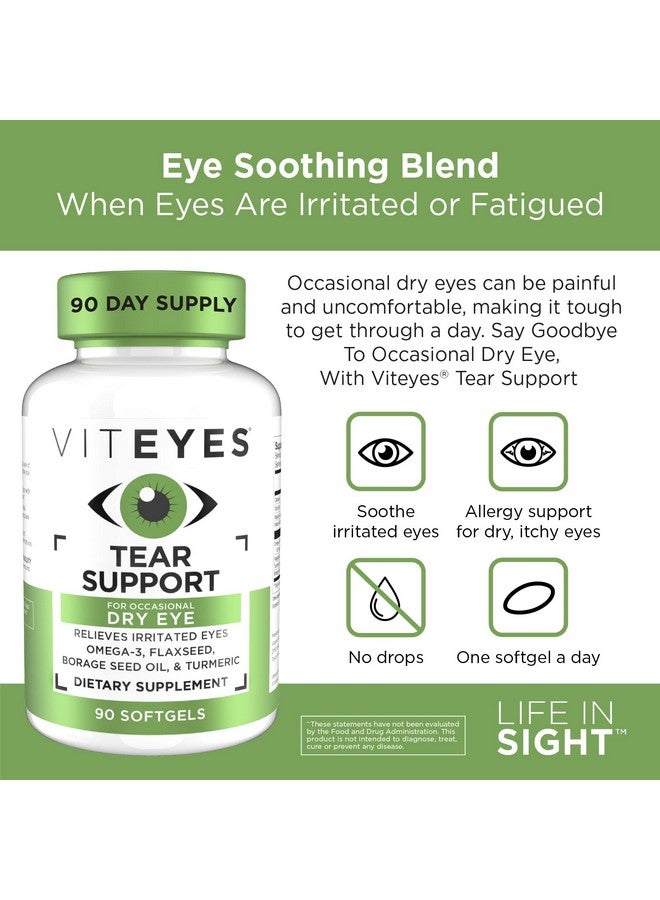 Viteyes Tear Support Eye Soothing Blend, Occasional Dry Eye Supplement, No Eye Drops, Redness Relief, Eye Vitamin, Allergy Support for Itchy Eyes, Omega-3 Fish Oil, 90 Softgels - Image 4