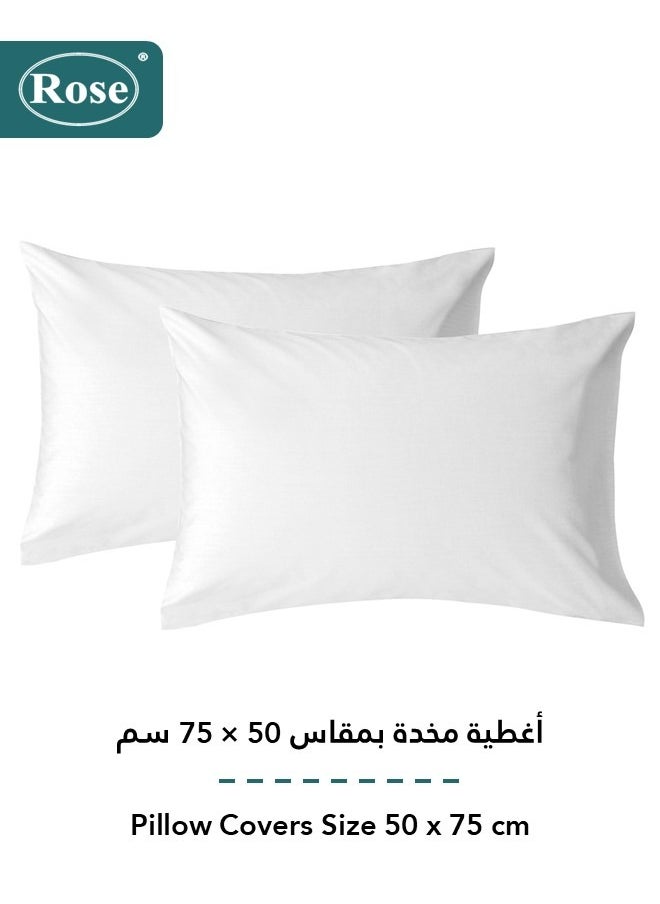 Rose - Rose Luxurious Plain Fitted Sheet with Deep Pockets and Pillow Cases, Bed Sheet 3-Pieces Set, Soft & Cozy Microfiber Breathable and Cooling, King Size 200x200+38 cm, White - Image 1