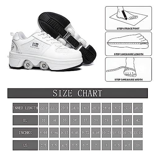 Pairobin 2-in-1 Roller Skates Shoes with Retractable 4 Wheels & Pop-Out Deformation Sneakers Outdoor Sports Skating Shoes for Girls Boys - Image 5