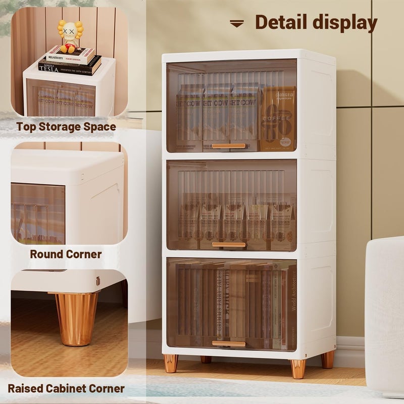 SpaceOrganizer وحدات تخزين خزانة الملابس القابلة للطي من بلاستيك SpaceOrganizer، درج تخزين الملابس، منظمات الأدراج، خزائن الكتب، رف خزانة بباب واحد شفاف 2 قطعة 10 سم - Image 2