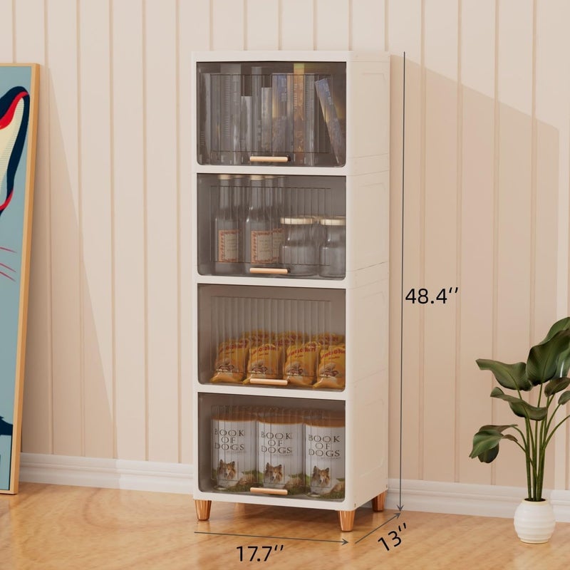 SpaceOrganizer وحدات تخزين خزانة الملابس القابلة للطي من بلاستيك SpaceOrganizer، درج تخزين الملابس، منظمات الأدراج، خزائن الكتب، رف خزانة بباب واحد شفاف 2 قطعة 10 سم - Image 4