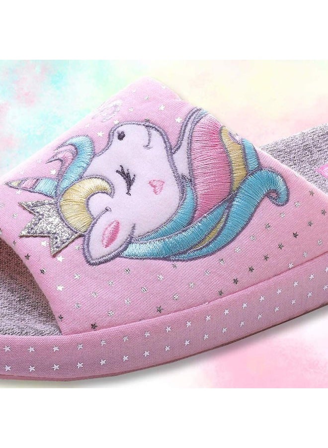 Anddyam Kids Family Unicorn Slippers Household Anti-Slip Indoor Home Slippers for Girls and Boys Pink 10.5-12 Little Kid, 25.5/28 EU - Image 4