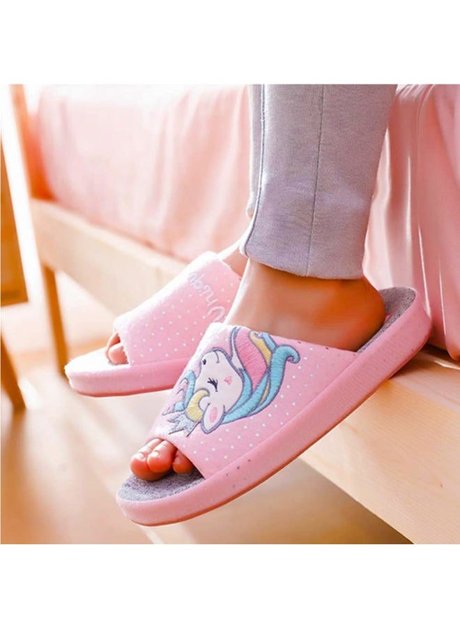 Anddyam Kids Family Unicorn Slippers Household Anti-Slip Indoor Home Slippers for Girls and Boys Pink 10.5-12 Little Kid, 25.5/28 EU - Image 2