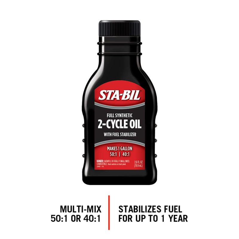 STA-BIL Full Synthetic 2-Cycle Oil - With Fuel Stabilizer For Up To 12 Months Protection - 1 Gallon Multi-Mix - 50:1/40:1 Mix Ratios - Low Smoke Formula, 2.6 fl. oz. (22403) - Image 2
