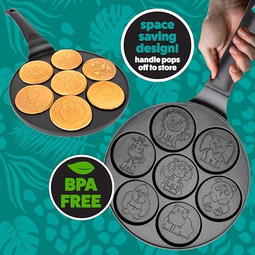 CucinaPro Animal Mini Pancake Pan - Make 7 Unique Flapjack Zoo Animals, Including a Elephant, Giraffe and More- Nonstick Pan Cake Maker Griddle for Breakfast Fun & Easy Cleanup, Xmas Holiday Breakfast or Gift - Image 5