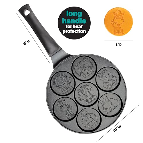 CucinaPro Animal Mini Pancake Pan - Make 7 Unique Flapjack Zoo Animals, Including a Elephant, Giraffe and More- Nonstick Pan Cake Maker Griddle for Breakfast Fun & Easy Cleanup, Xmas Holiday Breakfast or Gift - Image 4