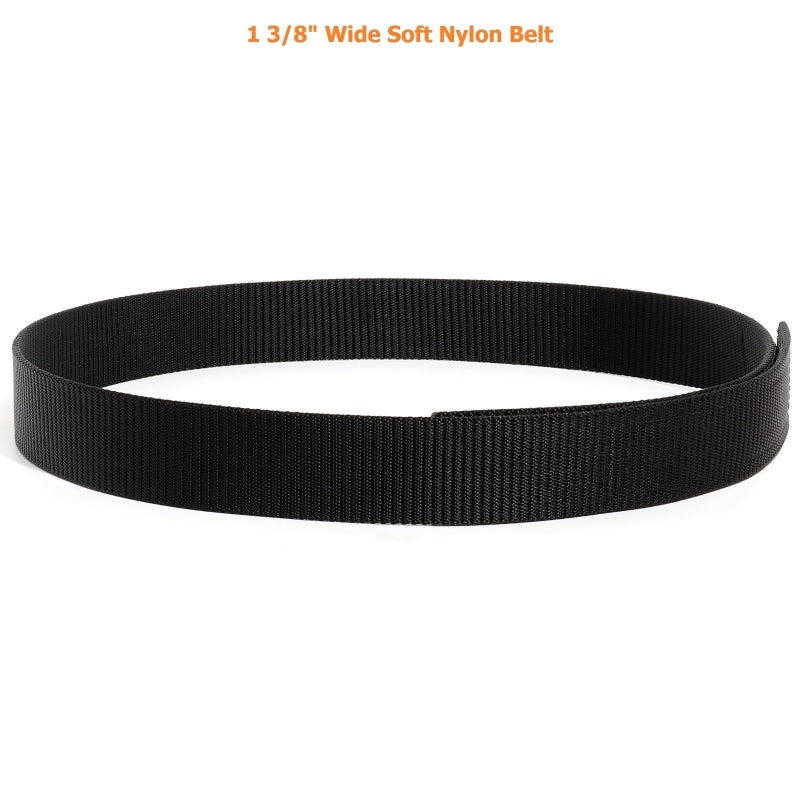TACNEX No-Scratch Nylon Belt 1 3/8" No Metal Buckle Belt with Hook & Loop Closure TSA Approved for Work Travel Men Women Teenager Mechanic Driver Automotive Technician Movers Construction BK M - Image 4