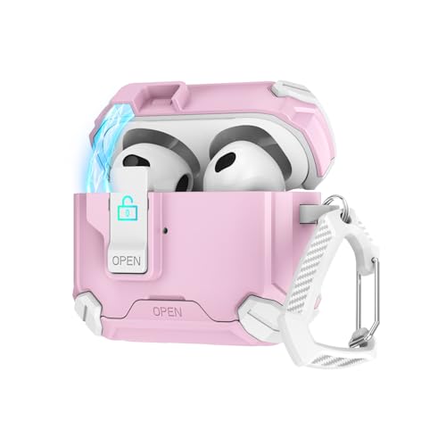 Tobfit case for AirPods 4 Case with Phone Stand, Secure Lock Case for Apple AirPods 4th Gen 2024, Compatible with MagSafe, Military Grade Protective Cover, Powerful Drop, Magnetic Lid, Powder White - Image 1