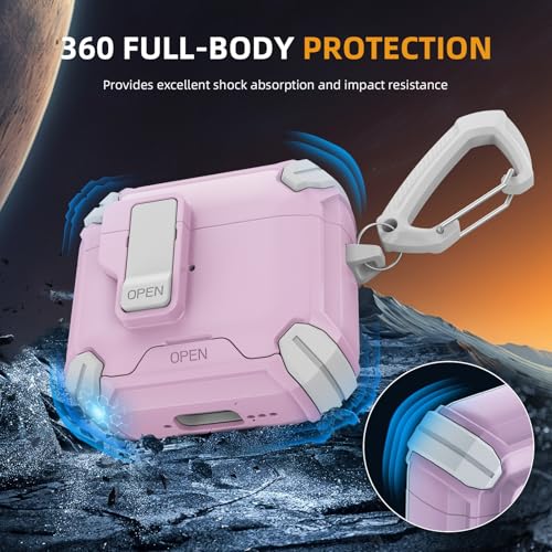 Tobfit case for AirPods 4 Case with Phone Stand, Secure Lock Case for Apple AirPods 4th Gen 2024, Compatible with MagSafe, Military Grade Protective Cover, Powerful Drop, Magnetic Lid, Powder White - Image 5