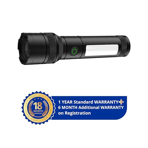 IBELL LUMINEX 700 Rechargeable Torch Light High Power, 6 Light Modes, Telescopic Zoom, Type C Charging, LED Flashlight, Super Bright & Long Distance Range, for Home, Outdoor & Emergency Use (Black) - Image 2