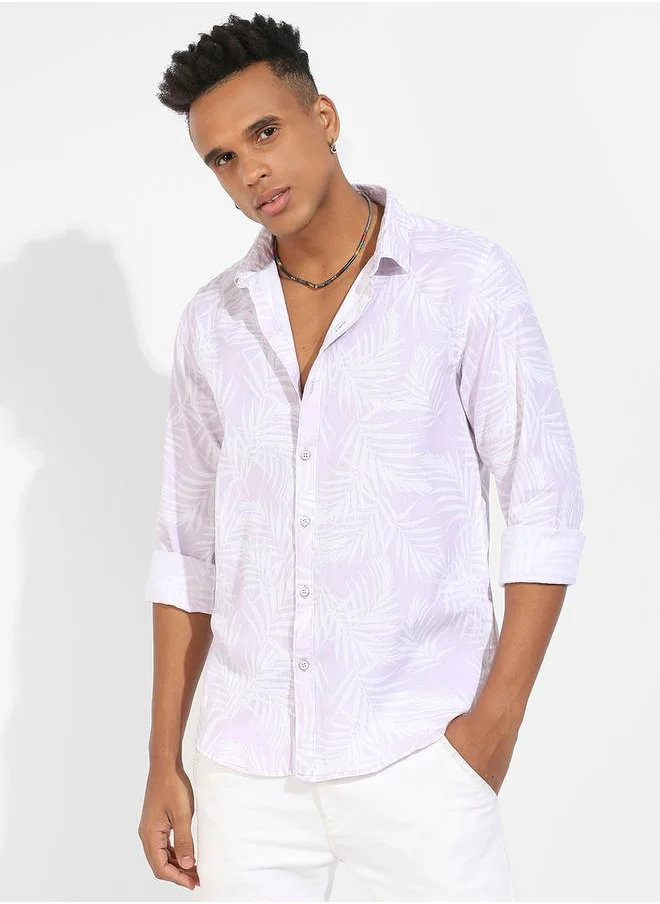 كامبوس سوترا Foliage Print Long Sleeves Shirt by Styli