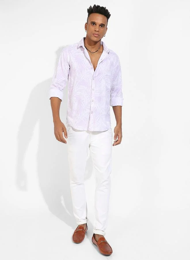 Campus Sutra Campus Sutra Foliage Print Long Sleeves Shirt