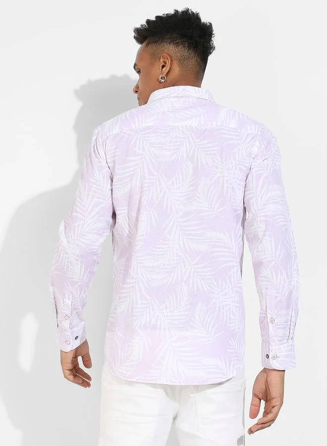 Campus Sutra Campus Sutra Foliage Print Long Sleeves Shirt