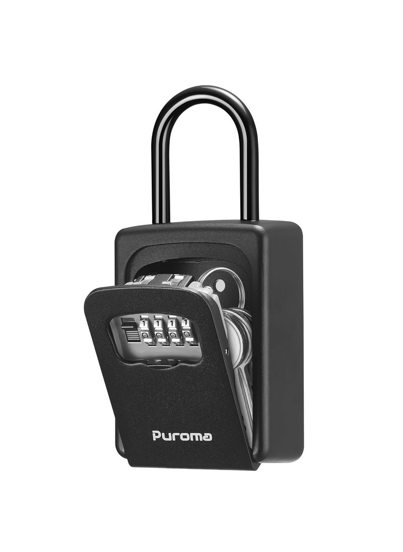 Puroma Puroma Lock Box Large Key Lock Box Resettable Combination Lockbox Portable Wall Mount Lockbox Waterproof Security Safe Box for Outside Outdoor Home Office Door Handle House Key Pure Black 1 Pack  - Image 1