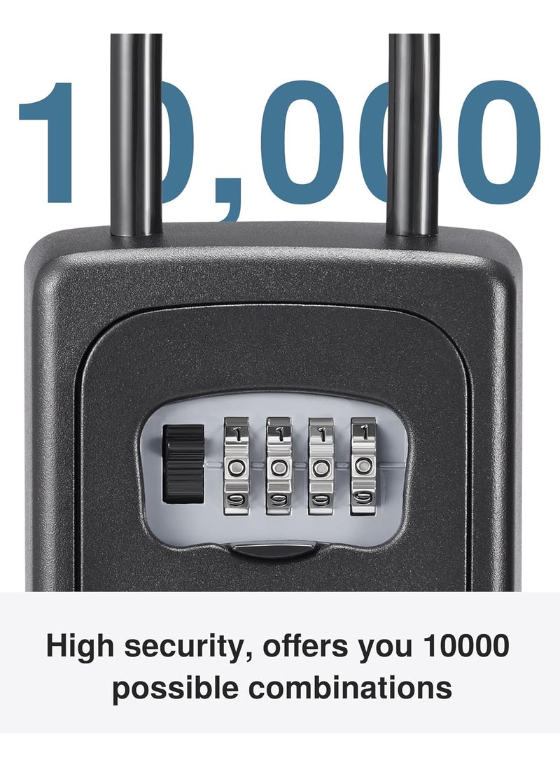 Puroma Puroma Lock Box Large Key Lock Box Resettable Combination Lockbox Portable Wall Mount Lockbox Waterproof Security Safe Box for Outside Outdoor Home Office Door Handle House Key Pure Black 1 Pack  - Image 4